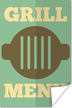 Poster Illustration barbecue avec un gril - 20x30 cm