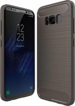 Voor Galaxy S8 geborsteld koolstofvezel textuur schokbestendig TPU beschermhoes (grijs)