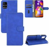 Voor Samsung Galaxy M31s Effen Kleur Huidgevoel Magnetische Gesp Horizontale Flip Kalfsstructuur PU Lederen Case met Houder & Kaartsleuven & Portemonnee (Blauw)