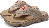 Antislip Slijtvaste Flat Bottom Flip Flops Strandschoenen voor Heren (Kleur: Khaki Maat: 38)