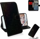 Voor Nokia 2.4 Effen Kleur Kleurrijke Magnetische Gesp Horizontale Flip PU Lederen Case met Houder & Kaartsleuven & Portemonnee & Lanyard (Zwart)