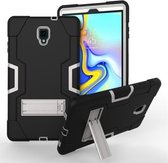 Voor Galaxy Tab A 10.5 T590 contrastkleur siliconen + pc combinatiebehuizing met houder (zwart + grijs)