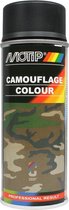 Motip camouflagelak mat RAL 9021 teerzwart - 400 ml.