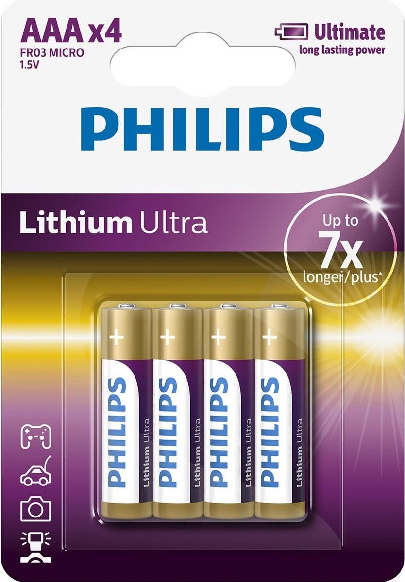 Philips AAA Lithium Ultra Batterijen - 4 stuks