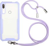 Voor Huawei Y9 Prime (2019) Acryl + kleur TPU schokbestendig hoesje met nekkoord (paars)