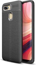 Litchi Texture TPU schokbestendig hoesje voor OPPO A7 (zwart)