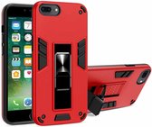 2-in-1 pc + TPU schokbestendige beschermhoes met onzichtbare houder voor iPhone 8 Plus & 7 Plus (rood)