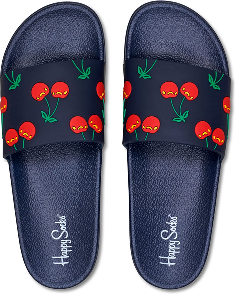 Happy Socks slippers cherry blauw - 46 | bol.com
