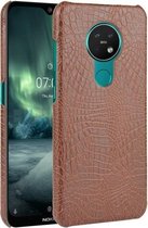 Voor Nokia 7.2 / 6.2 Shockproof Crocodile Texture PC + PU Case (Bruin)