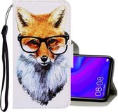 Voor Huawei Mate 30 Lite 3D Gekleurde Tekening Horizontale Flip PU Lederen Case met Houder & Kaartsleuven & Portemonnee (Vos)