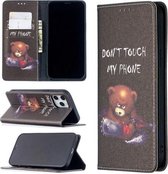 Gekleurde tekening patroon Onzichtbare magnetische horizontale Flip PU lederen tas met houder & kaartsleuven & portemonnee voor iPhone 12 Pro Max (beer)