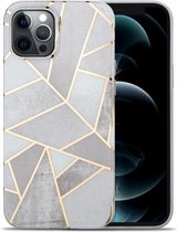 Splicing Marble Pattern TPU beschermhoes voor iPhone 12 Pro Max (grijswit)