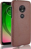 Schokbestendig Crocodile Texture PC + PU-hoesje voor Motorola Moto G7 Play (bruin)