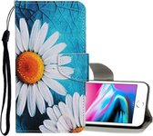 Voor iPhone 8/7 Gekleurd tekeningpatroon Horizontaal lederen flip-hoesje met houder & kaartsleuven en portemonnee (madeliefje)