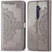 Voor OPPO Reno2 Halverwege Mandala reliëfpatroon Horizontale flip lederen tas, met houder & kaartsleuven & portemonnee & fotolijst & lanyard (grijs)