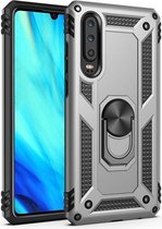 Armor Shockproof TPU + PC beschermhoes voor Huawei P30, met 360 graden rotatiehouder (zilver)