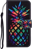 Voor iPhone 11 Pro Gekleurd tekeningpatroon Horizontaal lederen flip-hoesje met houder & kaartsleuven & portemonnee (kleurrijke ananas)