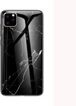 Voor iPhone 11 beschermhoes van marmerglas (zwart)