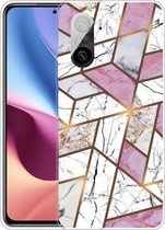 Voor Xiaomi Redmi K40 / K40 Pro Frosted Fashion Marble Shockproof TPU beschermhoes (Rhombus White Purple)