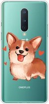 Voor OnePlus 8 schokbestendig geverfd transparant TPU beschermhoes (Love Corgi)