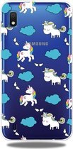 Mode Zachte TPU Case 3D Cartoon Transparante Zachte Siliconen Cover Telefoon Gevallen Voor Galaxy A10 (Cloud Horse)