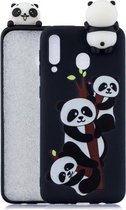 Voor Galaxy A30 schokbestendig Cartoon TPU beschermhoes (drie panda's)