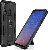 Voor Huawei Honor Play 4T Armor schokbestendig TPU + PC magnetische beschermhoes met onzichtbare houder (zwart)