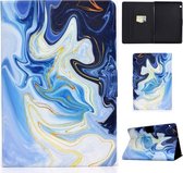 Voor Huawei MediaPad T5 10.0 Voltage Geschilderd patroon Tablet PC Beschermende lederen tas met beugel & kaartsleuven & antislipstrip (blauw marmer)