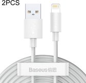 Baseus 2 stuks / set Simple Wisdom 1.5m 2.4A USB naar 8-pins snellaadgegevenskabel (wit)