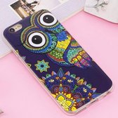 Voor iPhone 6 Plus & 6s Plus Noctilucent IMD Owl Pattern Soft TPU Back Case Protector Cover