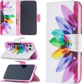 Voor iPhone 12 Pro Max Gekleurd tekeningpatroon Horizontaal leren flip-hoesje met houder & kaartsleuven & portemonnee (zonnebloem)