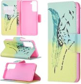 Voor Samsung Galaxy S21 5G Gekleurde Tekening Patroon Horizontale Flip Leren Case met Houder & Kaartsleuven & Portemonnee (Veer)