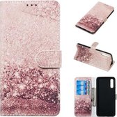 Gekleurde tekening marmer patroon horizontale flip PU lederen tas met houder & kaartsleuven & portemonnee voor Galaxy A70 (rose goud)