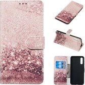 Gekleurde tekening marmer patroon horizontale flip PU lederen tas met houder & kaartsleuven & portemonnee voor Galaxy A50 (rose goud)