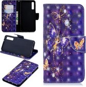 3D Gekleurde Tekening Patroon Horizontale Flip Leren Case voor Samsung Galaxy A7 & A750, met Houder & Kaartsleuven & Portemonnee (Paarse Vlinder)