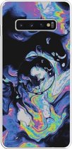 3D Marble Soft Silicone TPU Case Cover Bracket voor Galaxy S10 5G (Deep Purple)