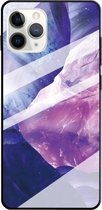 Voor iPhone 11 Pro beschermhoes met marmerpatroonglas (Rock Purple)