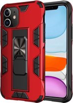 Voor iPhone 11 Armor schokbestendig TPU + pc magnetische beschermhoes met onzichtbare houder (rood)