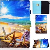 Voor Amazon Kindle Fire HD10 2019/2017 Gekleurde Tekening Stiksels Horizontale Flip Leren Case met Houder & Kaartsleuven & Slaap / Wekfunctie (Blue Sky Starfish)