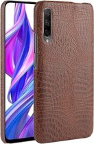 Schokbestendige krokodillentextuur pc + PU-hoes voor Huawei Honor 9X / 9X Pro (bruin)