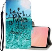 Voor Galaxy S10e 3D Gekleurde Tekening Horizontale Flip PU Lederen Case met Houder & Kaartsleuven & Portemonnee (Blue Coconut Grove)