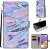 Voor Samsung Galaxy A32 5G Gekleurde Tekening Cross Texture Horizontale Flip PU Leather Case met Houder & Kaartsleuven & Portemonnee & Lanyard (Fluorescerende Watertextuur)
