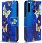 Voor Huawei P40 Lite E / Y7P Gekleurde Tekening Horizontale Flip Leren Case met Houder & Kaartsleuven & Portemonnee (Gouden Vlinder)