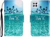 Voor Huawei P40 Lite Gekleurde Tekening Horizontale Flip Leren Case met Houder & Kaartsleuf & Portemonnee (Kokospalm)
