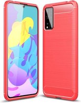 Voor Huawei Honor Play 4T Pro Brushed Texture Carbon Fiber TPU Case (Rood)