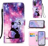 Voor Huawei nova 7 5G Schilderen Horizontale Flip Leren Case met Houder & Kaartsleuf & Portemonnee & Lanyard (Panda Baby)