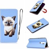 Voor Xiaomi Redmi Note 8 Pro Pure Kleur Schilderen Horizontale Flip Leren Case met Kaartsleuven & Houder & Lanyard (Kat)