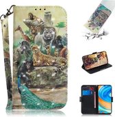 Voor Xiaomi Redmi Note 9 Pro 3D Gekleurde Tekening Horizontale Flip Leren Case met Houder & Kaartsleuf & Portemonnee & Lanyard (Zoo)