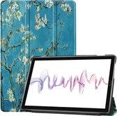 Custer Texture Gekleurde Tekening Horizontale Flip PU Leren Case voor Huawei MediaPad M6 10.8, met Drie-vouwbare Houder & Slaap- / Wekfunctie (Abrikozenbloem)