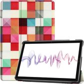 Custer Texture Gekleurde Tekening Horizontale Flip PU Leren Case voor Huawei MediaPad M6 10.8, met Drie-vouwbare Houder & Slaap- / Wekfunctie (Kubus)
